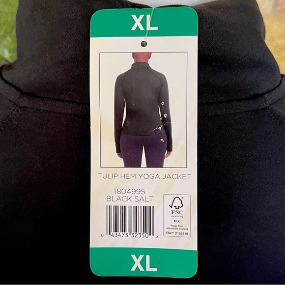 NEW Jockey Women’s Tulip Hem Yoga Black Salt Zip-Up Mock Neck Jacket, Size XL - Picture 16 of 16